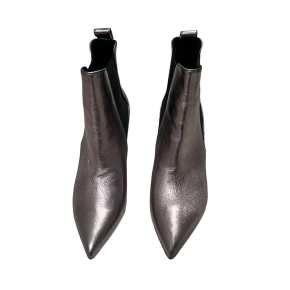 Veronica Beard Parker Metallic Ankle Boots Leather silver Size‎ 35 - Picture 1 of 6
